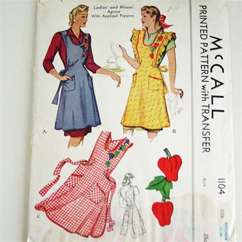 Vintage Apron Pattern S Mccall Printed Pattern