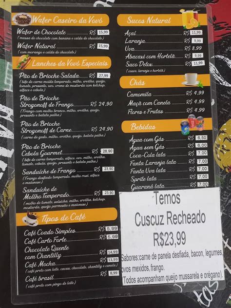 Menu em Kyky e biel tapiocaria e lanches da vovó pub Bar Gramado