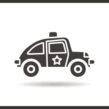 Police Car Icon Drop Shadow Silhouette Symbol Stock Clipart Royalty