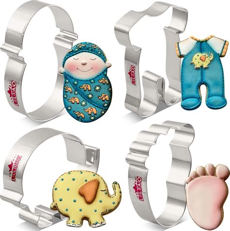 LILIAO Baby Shower Cookie Cutter Set 6 Piece Pajama Baby Carriage