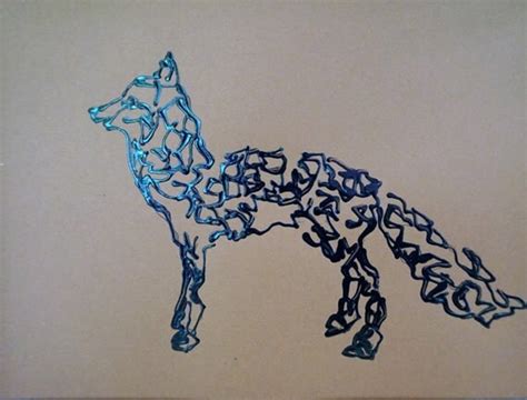 11 x 8.5 abstract fox painting acrylic fox by Paintparty101