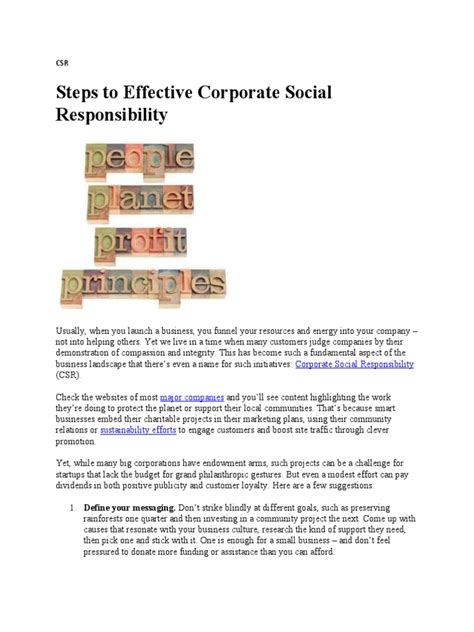 Steps To Effective Corporate Social Responsibility Pdf Corporate