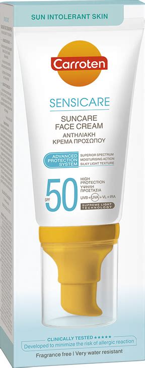 Carroten Sensicare Suncare Face Cream Spf50 50ml Pump Tube Skroutzgr