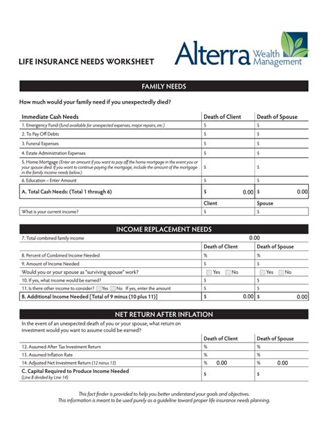 Life Insurance Needs Analysis Worksheet Pdf Fill Online Printable Fillable Blank Pdffiller