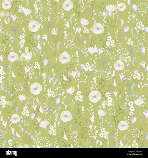 Vector Vintage Seamless Floral Pattern Herbs And Wild Flowers