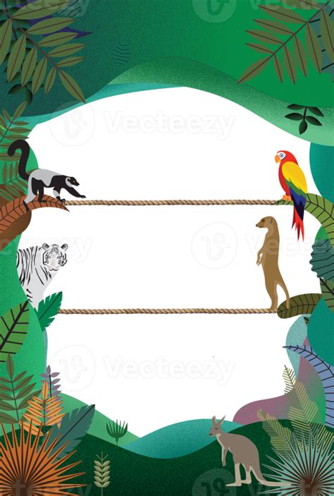 Abstract Jungle Frame With Animal 13090988 Png