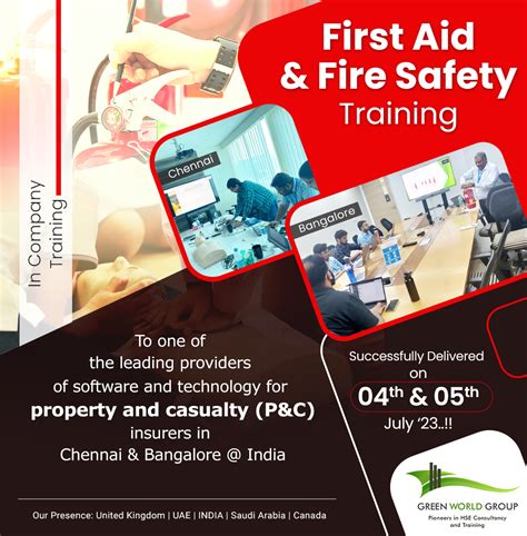 First Aid And Fire Safety Training At Guidewire Green World Group India Nebosh Course Safety