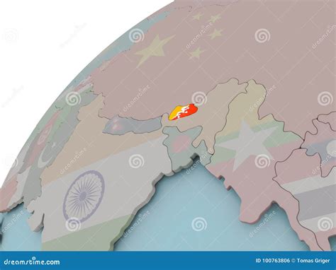 Kaart Van Bhutan Met Vlag Stock Illustratie Illustration Of Begrip