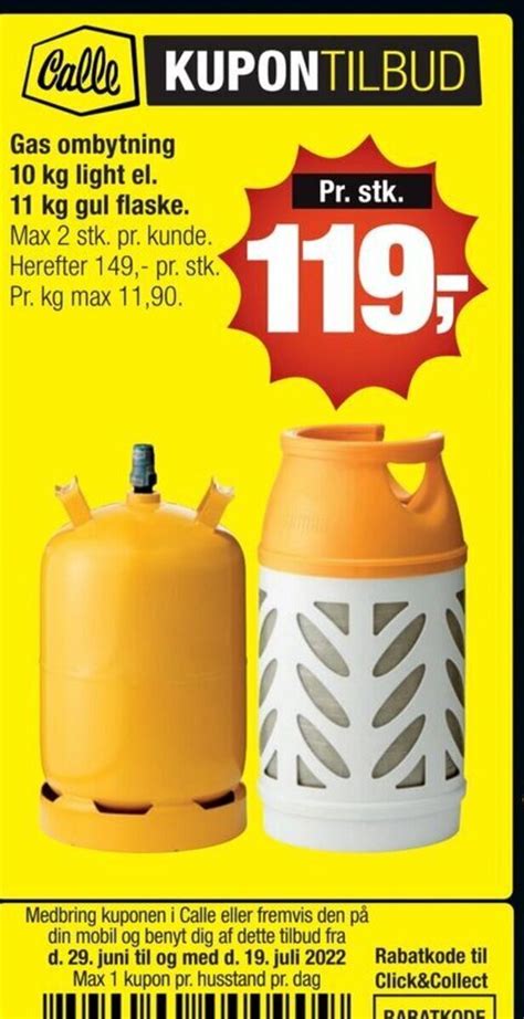 Gas Ombytning 10 Kg Light El 11 Kg Gul Flaske Tilbud Hos Calle