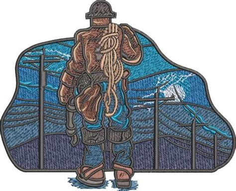 Embroidery Design Night Lineman3 Sizes