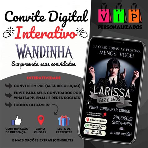 Convite Digital Interativo Wandinha Addams Elo