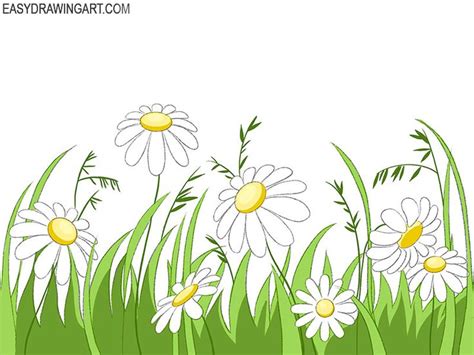 Easy Flower Drawings - How to Draw a Field of Flowers