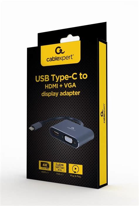 Adapteris USB Type C į HDMI ir VGA Cablexpert A USB3C HDMIVGA 01