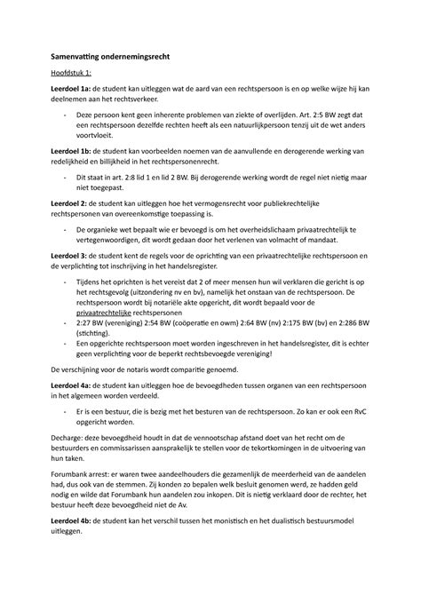 Samenvatting Ondernemingsrecht Samenvatting Ondernemingsrecht