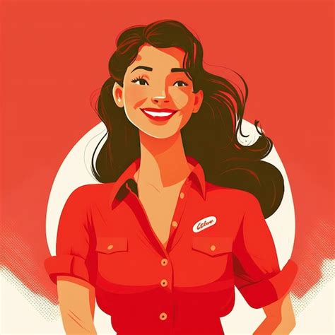 Premium Photo A Cartoon Of A Woman Wearing A Red Shirt That Says The