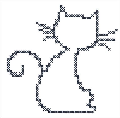 A Cross Stitch Pattern Of A Cat S Tail And Tail With Dots On It