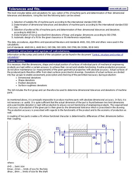 Tolerances And Fits Pdf Engineering Tolerance Applied And Interdisciplinary Physics