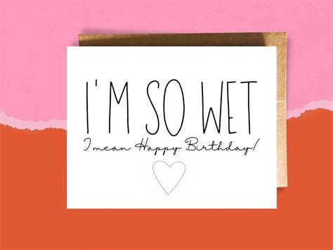 Naughty Birthday Card I M So Wet Funny Card For Him Lesbian Birthday Card Minimalist Card For