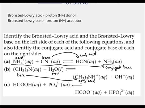 How To Identify Bronsted- Lowry Acid Base Pairs In A Reaction