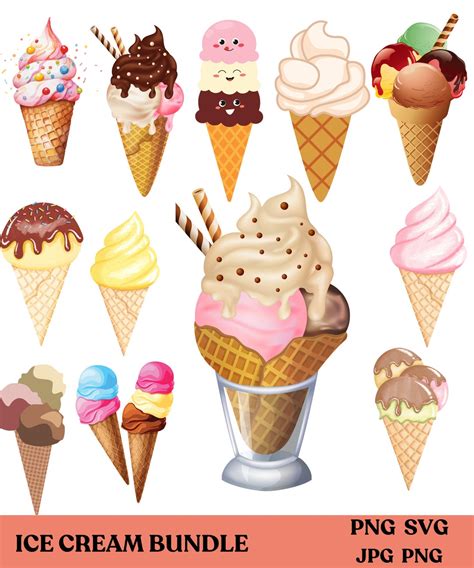 Watercolor Ice Cream Clipart Cones And Sundaes Ice Cream Truck Summer Sweet Treats Tasty