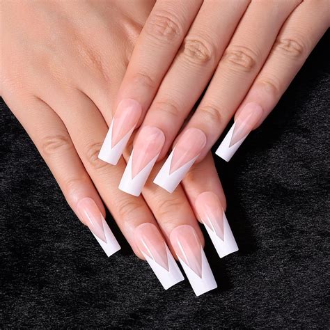 Classy Long Square French Tip Nails Ubicaciondepersonas Cdmx Gob Mx