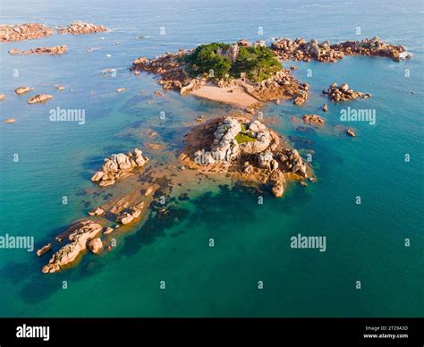 Aerial View Granite Rock Costaeres Castle And Island Costaeres