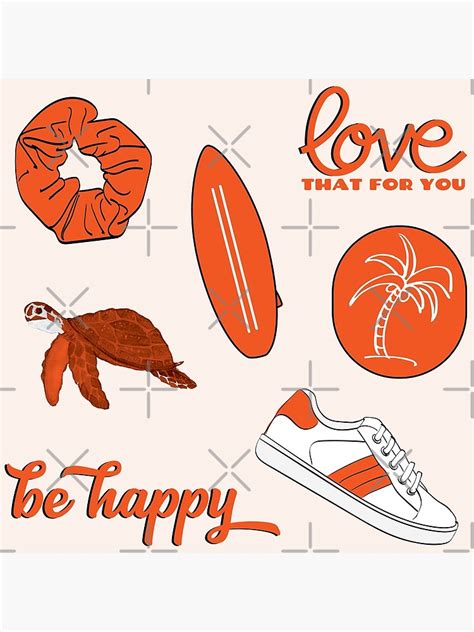 Orange Summer Beach Fun Sticker Pack Poster For Sale By The Goods