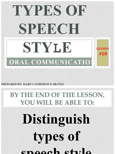 Oral Comm L10 Types Of Speech Style Pdf