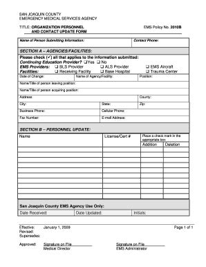 Fillable Online Sjgov Organization Personnel And Contact Update Form