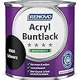 Acryl Buntlack 2 In 1 375 Ml RAL 9900 Schwarz Seidenmatt Renovo