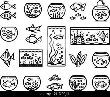 Verschiedene Arten Von Fisch Umrisse Symbole Im Set Sammlung F R Design