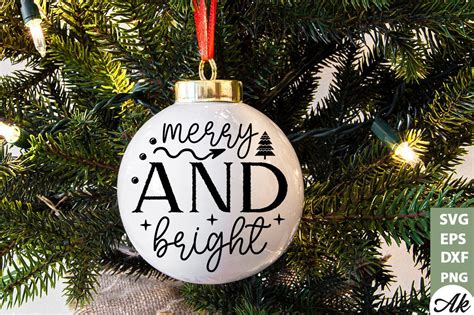 Merry And Bright Round Sign Svg Graphic By Akazaddesign · Creative Fabrica