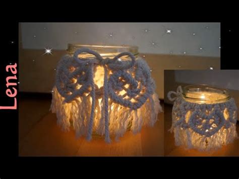 With Makramee Windlicht Mit Herz Macrame Heart Candle