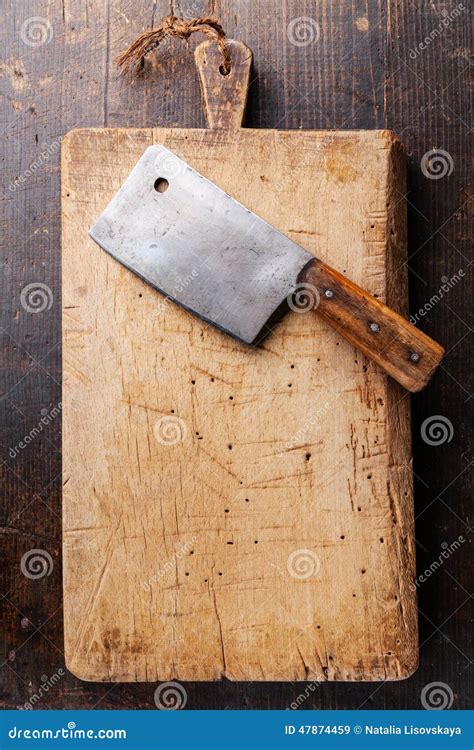 Chopping Board and Meat Cleaver Stock Image - Image of knife, cleaver ...