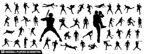 Premium Vector Baseball Players Silhouettes