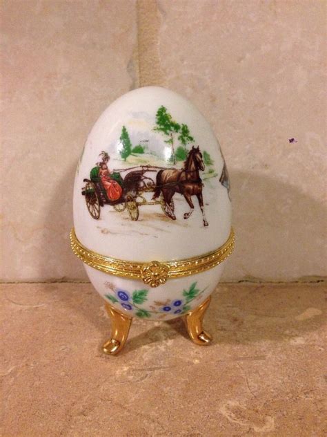 Imperial Treasures Collection Fine Porcelain Hand Painted Egg Trinket