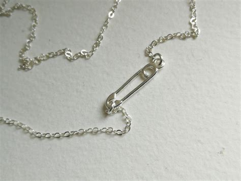 Sterling Silver Safety Pin Necklace Layering Layered Etsy