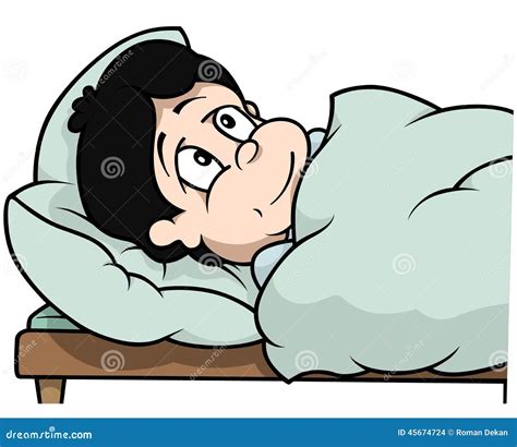 Boy Laying In Bed Stock Vector Illustration Of Clipart 45674724