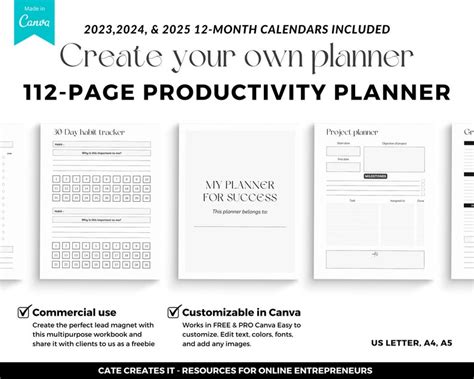 Canva Productivity Planner Template Canva Productivity Etsy