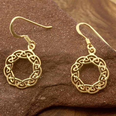 Open Round Gold Celtic Knot Earrings Royal Mile Silver