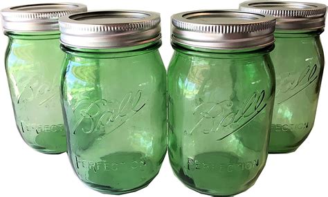 Ball Mason Jar 16 Oz Green Glass Heritage Collection Set Of 4 Uk Home And Kitchen