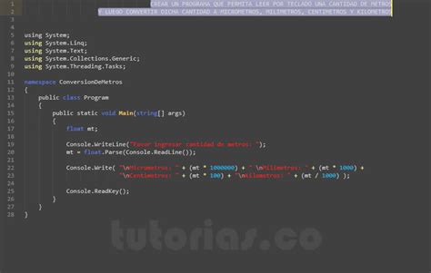 Operadores VisualStudio C Conversion De Metros Tutorias Co