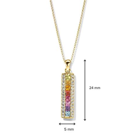 14 Karaat Gouden Regenboog Hanger Met Diverse Edelstenen 5 Mm X 24 Mm