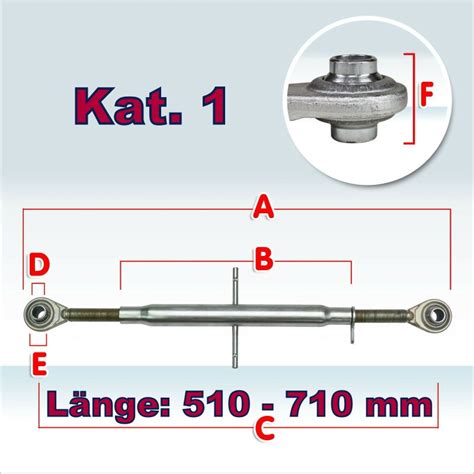 Oberlenker Kat 1 Länge 510 710 mm M30x3 Hülsenlänge 400 mm 37 00