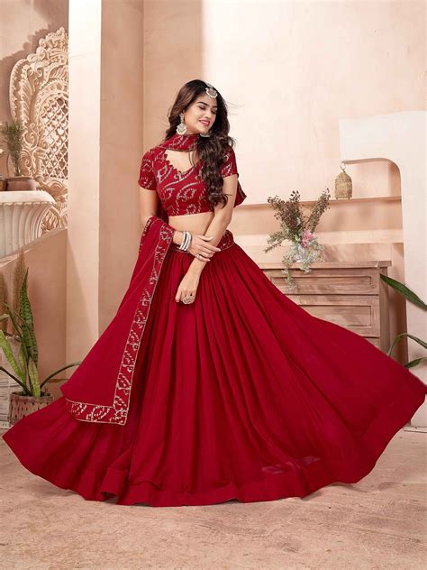 Buy Fabpixel Embroidered Sequinned Semi Stitched Lehenga Unstitched