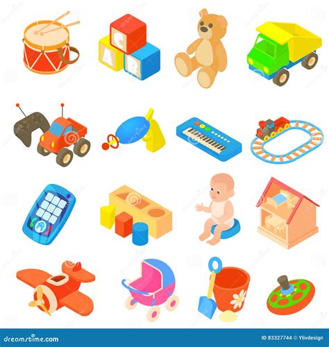 Children Toys Icons Set Flat Style Stock Vector Illustration Of