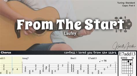 From The Start Laufey Fingerstyle Guitar TAB Chords Lyrics