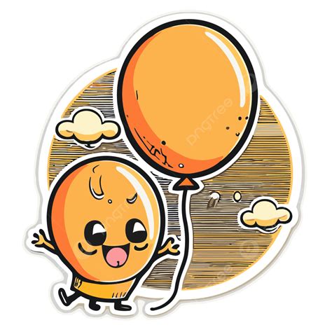 Clipart De Adesivo De Balão Laranja Kuan Vetor Png Design De Adesivo