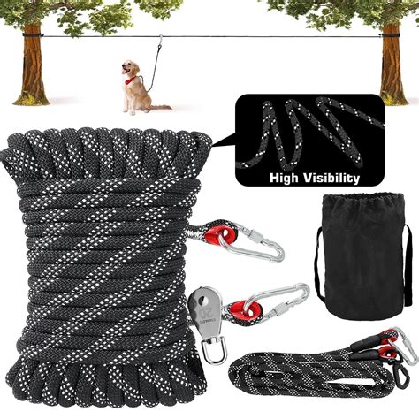 FWMB Dog Leads for Yard,100ft Upgraded Dog Tie Out Cable for Camping