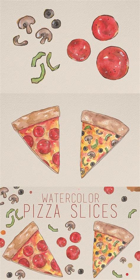 Watercolor Pizza Pack | Pizza art, Pizza drawing, Mini canvas art